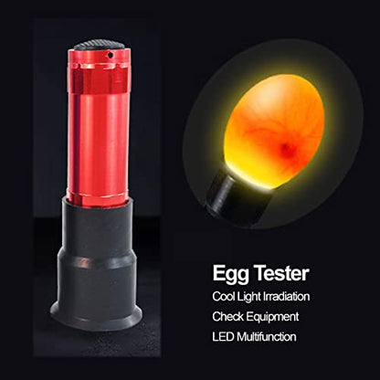 Egg Tester, LED Cool Light Candler Lamp, Metal and Plastic Material, Detachable Cone Spot Light, Suitable for Bird Duck Goose Quail Eggs, Delivered Without Battery (Red) - color: Red