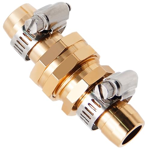 Triumpeek 4 Sets Garden Hose Repair Connector with Clamps, Aluminum Water Hose End Replacement Fit for 3/4" and 5/8" Garden Hose Fittings - color: 4 Sets - Brass