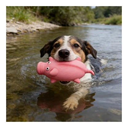 Squeaky Latex Round Pig Dog Toy - Durable Chew-Resistant Interactive Toy for Stress Relief and Training(Pink) - color: Pink