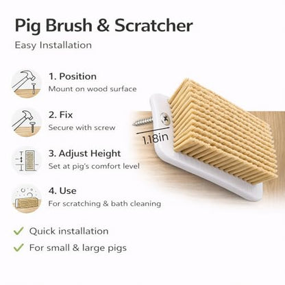 2Pcs Pet Pig Toy, Mini Pigs Self Grooming and Scratch Brush, Engaging and Fun Pig Toys, Reduces Stress, Easy Install for Pens, Barns, or Yards