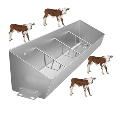 Poultry Trough Feeder for Cattle/Goat/Pig 4 to 6 7-Compartment Livestock Feeding Trough Heavy Duty Stainless Steel Sheep Pens/Swine Farms/Horse Stables Feed Slots - size: 3.9 ft Long/4 Bits