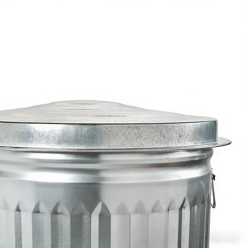 31 Gallon Galvanized Steel Trash Can with Lid Rodent Proof Weather Resistant Heavy Duty Metal Can for Yard Waste and Pet Food Storage