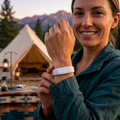 Smart Digital Business Card Wristband with NFC & QR Code - Social Media Sharing Bracelet - Tap to Share Profile - Compatible with iOS & Android (Gray) - color: Gray