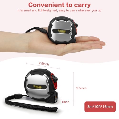 10Pack 10FT Tape Measure, Small Retractable Measuring Tape, Mini Tape Measure with Metric/Inch, Dual Sided, Magnetic Hooks, Rubber + Stainless Steel Case, for Home, Construction & DIY (10ft 10pack) - size: 10ft 10pack