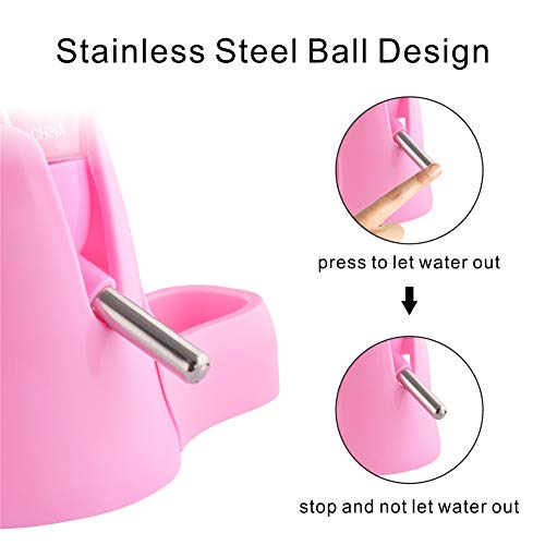 Guardians Hamster Water Bottle, Little Pet Automatic Drinking Bottle with Food Container Base Hut Hanging Water Feeding Bottles Auto Dispenser for Small Animals (125ml,Pink) - color: Pink, size: 125ml