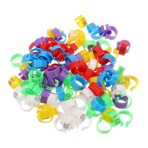Toddmomy 120pcs Colorful Numbered Poultry Leg Bands: Chicken Identification Tags - Easy Clip-on Design Foot Hoop for Farm Management