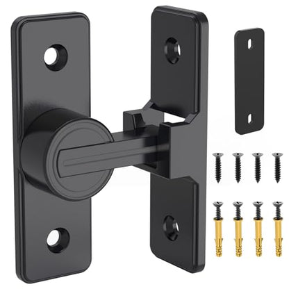 Barn Door Lock Hardware, Heavy Duty 90 Degree Flip Latch Privacy Lock, Zinc Alloy Sliding Barn Door Latch for Bathroom, Bedroom, Closet, Garage, Shed and Gate (Black) - color: Black