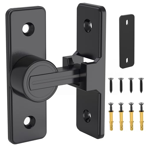 Barn Door Lock Hardware, Heavy Duty 90 Degree Flip Latch Privacy Lock, Zinc Alloy Sliding Barn Door Latch for Bathroom, Bedroom, Closet, Garage, Shed and Gate (Black) - color: Black