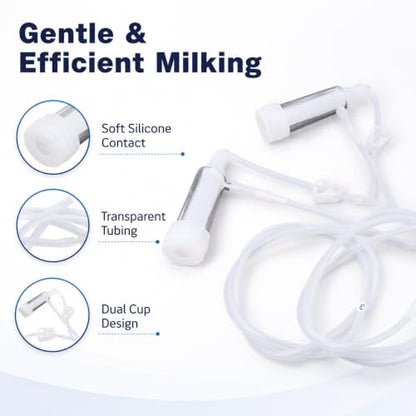 5L Goat Milking Machine with Rechargeable Battery for Milk Cow Home Farm | Portable Electric Speed ,Adjustable Suction Pulsating Vacuum Pump,Stainless Steel Milk Machine Bucke