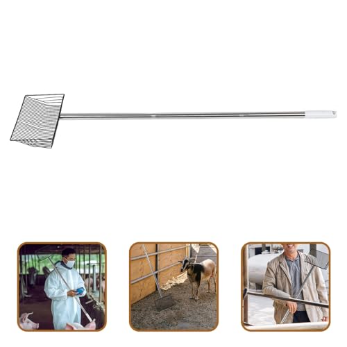 GLEAVI Farm Waste Scooper with Long Handle for Livestock and Pet Housing, Iron and Pp Material, Effortless Operation and Labor-Saving, Durable Soil Sifting Pan for Poultry and Pet Waste