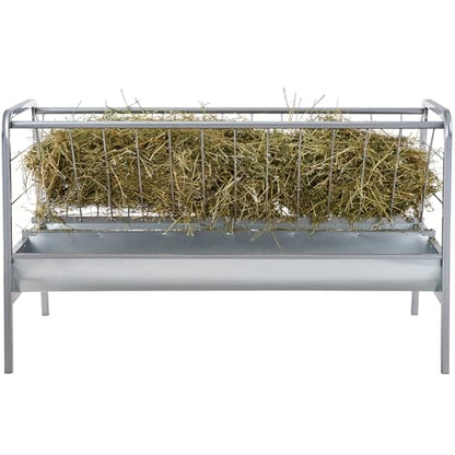 VEVOR 2 in 1 Livestock Hay Feeder, 80-Gallon Capacity, 59" Long Goat Hay Feeder with Deeper Feeding Pan, Heavy Duty Steel for Sheep Farms Sheds