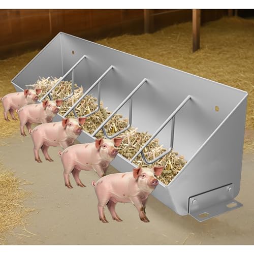 Reu Livestock Feeder Water Trough - 2-in-1 Design, Multiple Slots for Easy Cleaning, Ideal for Pig Barns, Durable and Efficient Feeding Solution for Livestock Care - size: 39 2/5" (100cm) 5 bit