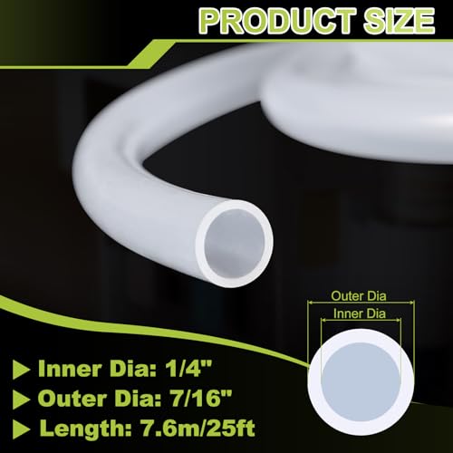 METALLIXITY Silicon Tubing(1/4" ID x 7/16" OD x 25Ft), Pure Silicone Hoses High Temp - for Printer, Hot Water Dispenser, Engine, Brewing, Fish Tank Air Pump, Pump Transfer, Clear - size: 25 Feet, style: 1/4" IDx7/16" OD