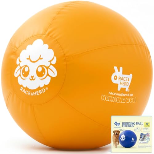 Race&Herd 30" Original XXL Herding Ball for Dogs - Herding Toys, Giant Dog Ball for Australian Shepherds, Border Collies - Durable Dog Outdoor Training Toy for Large Breeds & Horses (Gold) - color: Gold 30" Herding Ball Set, size: 30"