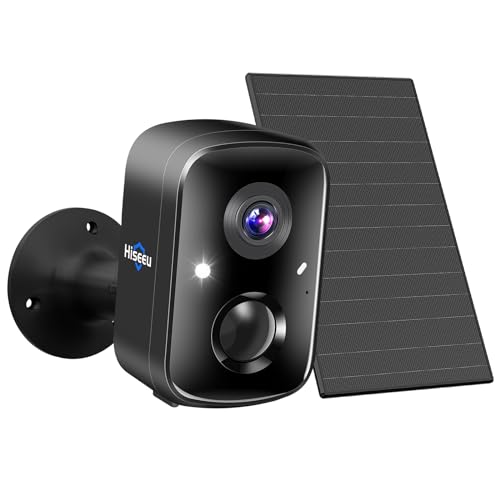 Hiseeu Security Cameras Wireless Outdoor, Solar Powered 3K 4MP Surveillance WiFi Cameras for Home Security Outside, PIR/AI Motion Detection, Waterproof, Color Night Vision, 2-Way Audio, Black - color: C90B-Black