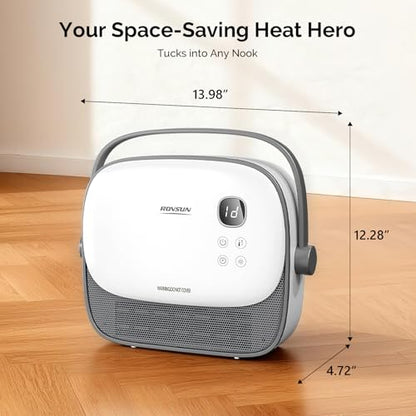 ROVSUN 1500W Small Wall Mounted Space Heater with Remote Control, PTC Heating Element & 3s Fast Heating, Wall Electric Heater with Portable Handle, 12H Timer, for Indoor Use, Samll Room, Bedroom, Home