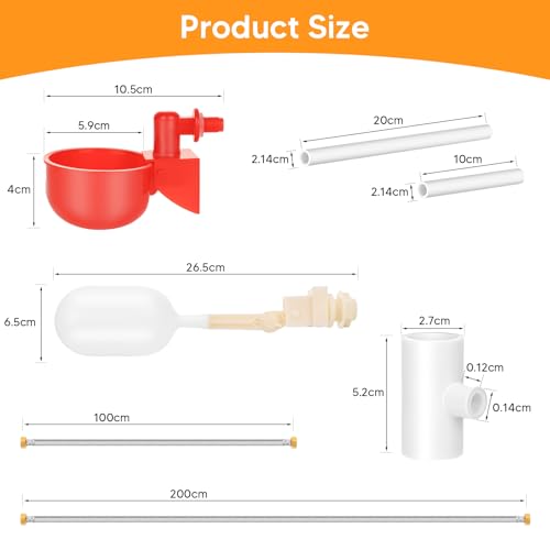 18 Pack Automatic Chicken Water Cups, Complete Set Pipeline Automatic Chicken Waterer System Poultry Waterer for Chick Duck Quail