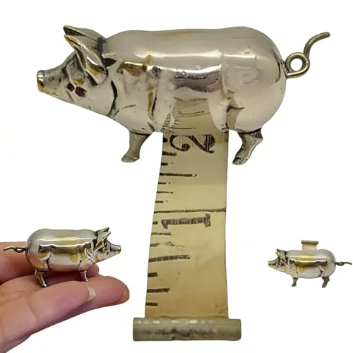 Antique-Inspired Pig Mini Tape Measure, Pig Measuring Tape with Fractions, Cute Animal Tape Measure Retractable for Sewing, Clear Markings, Easy to Read, for Crafts, Quilting, Sewing Lovers