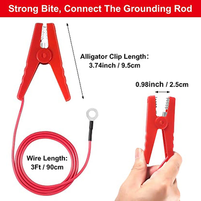 Electric Fence Wire Connect The Energizer and Electric Fence Charger Solar Fence Charger Solar Powered Electric Fence, Solar Electric Fence, Electric Fence Lead Wire with Alligator Clip, 3 Ft - style: 3FT Wire
