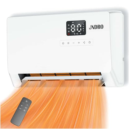 Wall-Mounted Space Heater with ECO Thermostat and Remote Control, LED Display, 60°/90°/120° Oscillation Modes, 24-Hour Timer, Indoor Electric Space Heater - size: 16.5" W