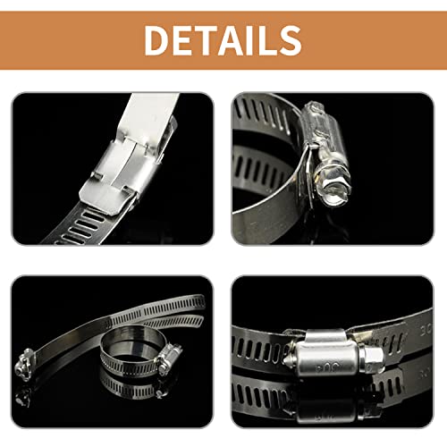 ZIPCCI Small Hose Clamp, 100 Pack Hose Clamps Stainless Steel Worm Gear Fuel Line Hose Clamps, 6-12mm (1/4-1/2 inch) - size: 6-12mm (3/8inch)