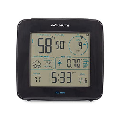 AcuRite Iris Weather Station with Mini Wireless Display for Temperature, Humidity, Wind Speed, Wind Direction, Historic Rainfall Totals, and Hyperlocal Forecast with Built-in Barometer (01122M) - color: Monochrome Screen