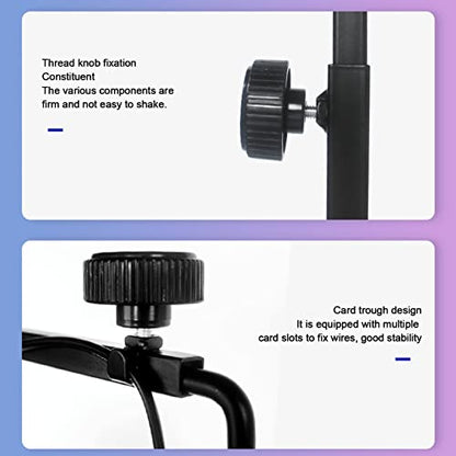 Reptile Lamp Stand, Iron Adjustable Heat Light Holder, Foldable Height Design – Stable Screw Knob Structure, Easy Installation for Lizards Turtles Snakes