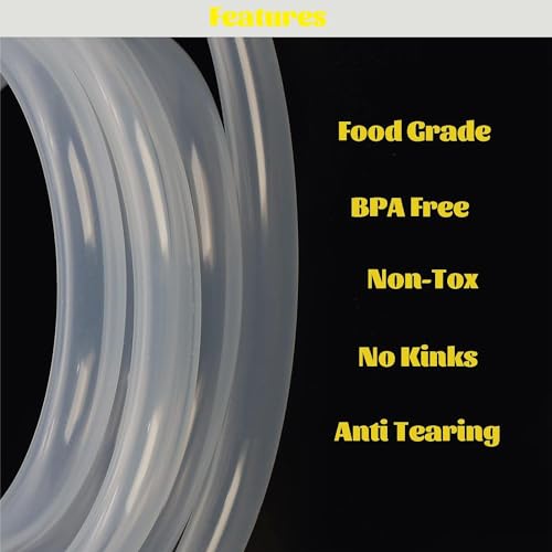 Eastrans 1/4" ID Silicone Tubing, Food Grade 1/4" ID x 3/8" OD Flexible Pure Silicone Hoses High Temp for Home Brewing,25 Feet Length - size: 1/4" ID x 3/8" OD, style: 25 feet