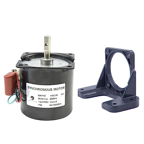 CHANCS 60KTYZ Synchronous Gear Motor AC 110V 40-48RPM CW/CCW Direction Control 18W for Food Machinery with Motor Bracket Support Fixed Base - size: 40/48r/min Motor+Bracket