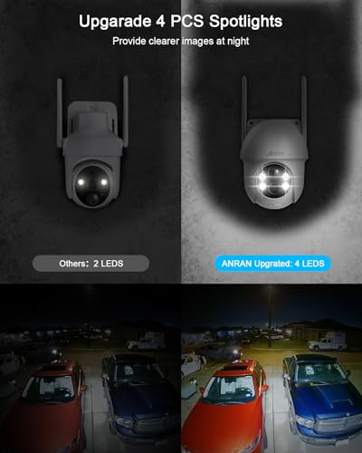 ANRAN 2K Security Camera Wireless Outdoor, Solar Outdoor Camera with 360° View, Smart Siren, Spotlights, Color Night Vision, PIR Human Detection, Pan Tilt Control, 2-Way Talk, Q01W 2 Packs - color: White-2 Packs