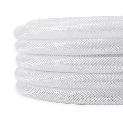 DAVCO 1/2" ID × 100 ft Heavy Duty Braided Clear Plastic Vinyl Tubing, Flexible High Pressure Reinforced PVC Vinyl Tube Hose, Non-toxic, BPA Free - size: 1/2"ID, style: 100 Feet
