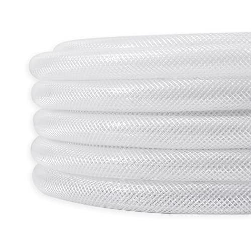DAVCO 3/4" ID × 10 ft Clear Braided Plastic Vinyl Tubing Flexible High Pressure Reinforced PVC Hose - size: 3/4"ID, style: 10 Feet