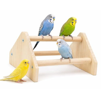 Wood Chicken Perch,Strong Pine Wooden Chick Training Perch with 3 Roosting Bar,Gym Perch Toys for Baby Chicks & Parrots,Easy to Assemble