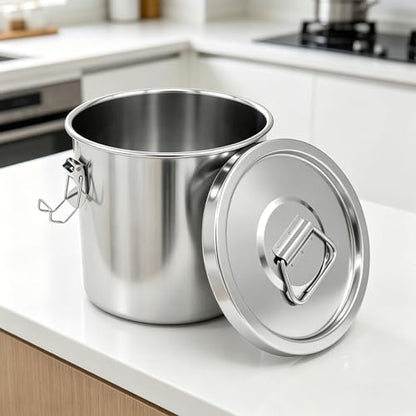 304 Stainless Steel Airtight Food Storage Container, 6L/1.59Gal Large Canister with Lock Clips & Lid, Heavy Duty Metal Bucket for Rice, Flour, Grain, Coffee Beans, Kitchen Pantry Jar - size: 6L