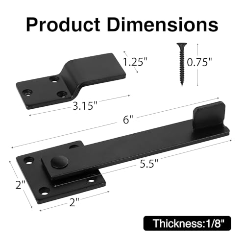 6" Door Flip Latch & Sliding Door Latch Gate Latch for Fence - Heavy Duty Solid Metal Rustic Hardware for Farm Gate, Shed, Cabinet, Sliding Doors - Extra Security & Privacy, Matte Black