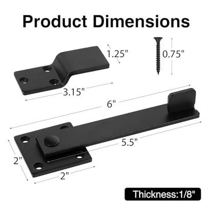 6" Door Flip Latch & Sliding Door Latch Gate Latch for Fence - Heavy Duty Solid Metal Rustic Hardware for Farm Gate, Shed, Cabinet, Sliding Doors - Extra Security & Privacy, Matte Black