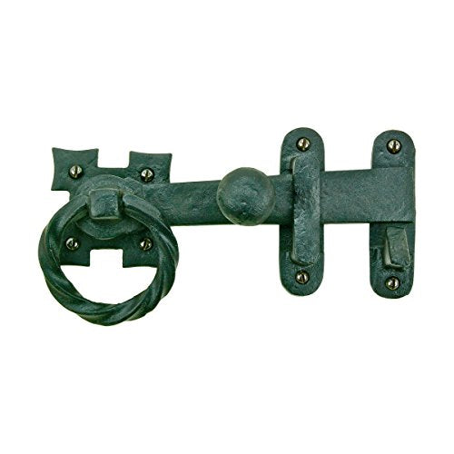Renovators Supply Manufacturing Door Lock Latch 7 in. Black Wrought Iron Gate Latch Garage Barn Door Lock with Mounting Hardware - color: Black 7", size: Pack of 1