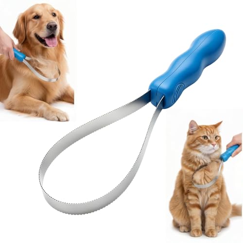 Dual Sided Shedding Blade for Cats & Dogs, Stainless Steel Shedding Blade Deshedding Tool, Curry Comb Pet Grooming Brush for Loose Hair Removal on Short & Long Coats (1PC) - size: 1PC