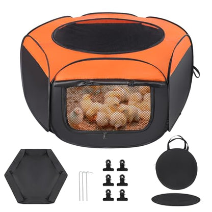 Chick Brooder Box, Upgrade Double Door Brooder Box for Chick Starter Kit, Pop-Up Baby Chicken Pen Supplies Brooding Up to 15 Baby Chicks, Duck and Quail - color: Chick Brooder Box