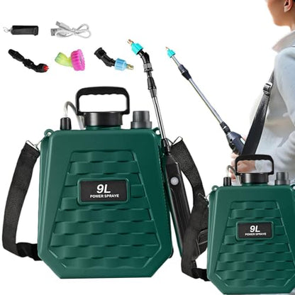 Electric Garden Sprayer - Portable Mister Rechargeable,Battery Operated Sprayer with Adjustable Shoulder Strap - for Home Outdoor Plant Agriculture Backyard Yard Lawn Farm - color: 9L Army Green