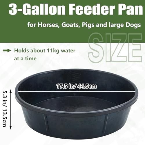 Sadnyy 8 Pcs Rubber Feed Pan 12 Quart/ 3 Gallon Utility Horse Feed Bucket Rubber Bowl Chicken Dust Bath Container Horse Feeder for Goats Livestock Animal Feeding Cats Dogs Pigs - size: 12 Quart/ 3 Gallon