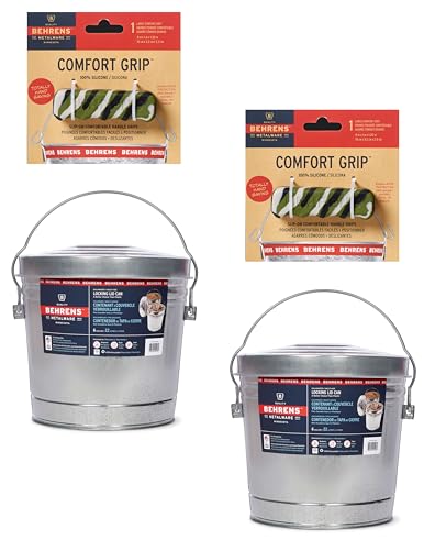 Behrens 6 Gallon Galvanized Steel Storage Can or Waste Bin w/Locking Lid & Handle (2 can, 2 Camo Grip) - size: 2 Buckets, style: 2 Camo Grips