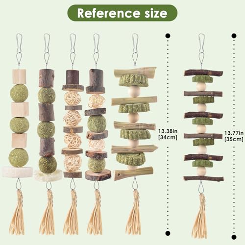 Bissap 6PCS Bunny Chew Toys, Natural Hanging Rabbit Chew Toy Treats for Guinea Pigs Hamsters Gerbils Chinchilla and Other Small Pets for Teeth Grinding - size: 6 PCS