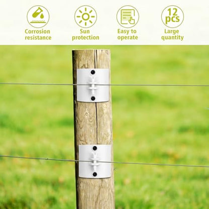 Pangda 12 Pcs Electric Fence Insulator Wood Post Electric Fence, Wood Post Nail-On Insulators for Fencing Wire Rope (White) - color: White
