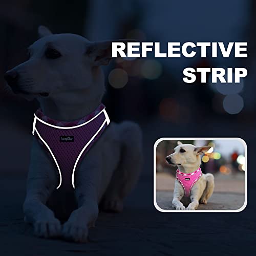 haapaw Dog Harness with Leash Set, No Pull Adjustable Reflective Step-in Puppy Harness with Thickened Padded Vest for Extra-Small/Small Medium Dogs - color: Pink, size: M