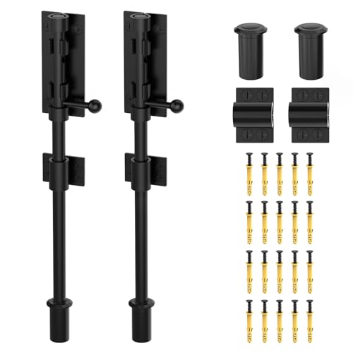 Barrel Bolt Latch, Sliding Bolt Gate Lock Door Latches Hardware, 12 Inch Heavy Duty Solid 304 Stainless Stee Door Lock for Fence/Wooden/Barn Door/Yard Door/Interior Door Latch - color: Black-2Pcs, size: 12 Inch