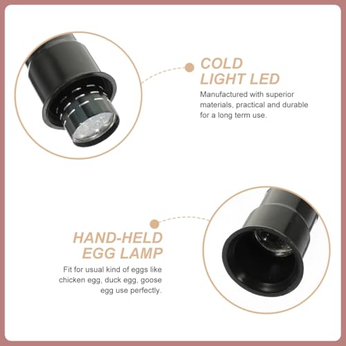 Hemobllo Handheld Egg Candling Lamp Portable Led Cold Light Egg Candler for Chicken Duck Goose Incubation Embryo Inspection 4.01X1.41X1.41 Inch - color: Black