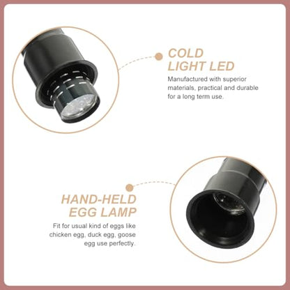 Hemobllo Handheld Egg Candling Lamp Portable Led Cold Light Egg Candler for Chicken Duck Goose Incubation Embryo Inspection 4.01X1.41X1.41 Inch - color: Black