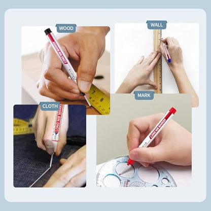 12 PCS Long Head Deep Hole Marker Pens,20mm Long Nib Marker, Longs Nose Markers, Waterproof Construction Markers Marking Tool,Permanent Markers Carpenter Ink marker Pens,Metal marking Pens 03 - color: 12PCS-20MM-Red/Blue/Green/Black