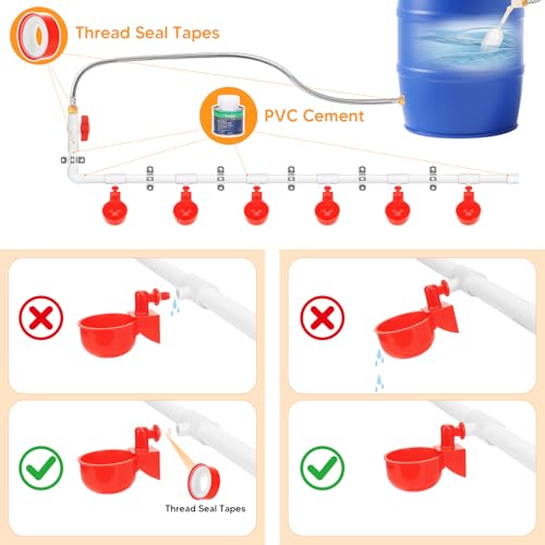18 Pack Automatic Chicken Water Cups, Complete Set Pipeline Automatic Chicken Waterer System Poultry Waterer for Chick Duck Quail